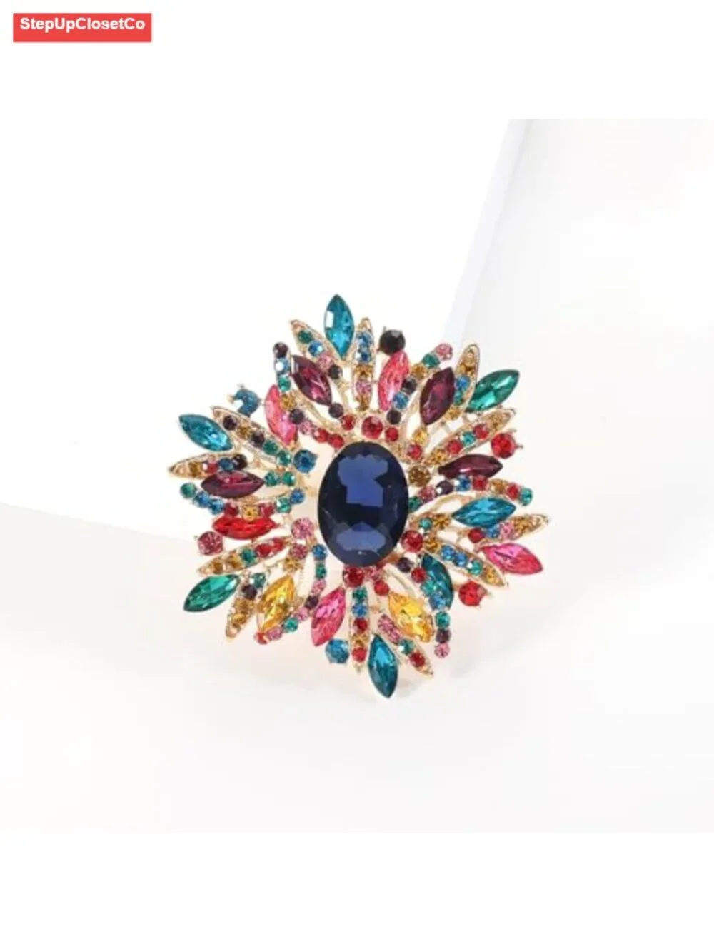 Sunflower Crystal Brooch Pin Rhinestone Scarf Decoration for Women